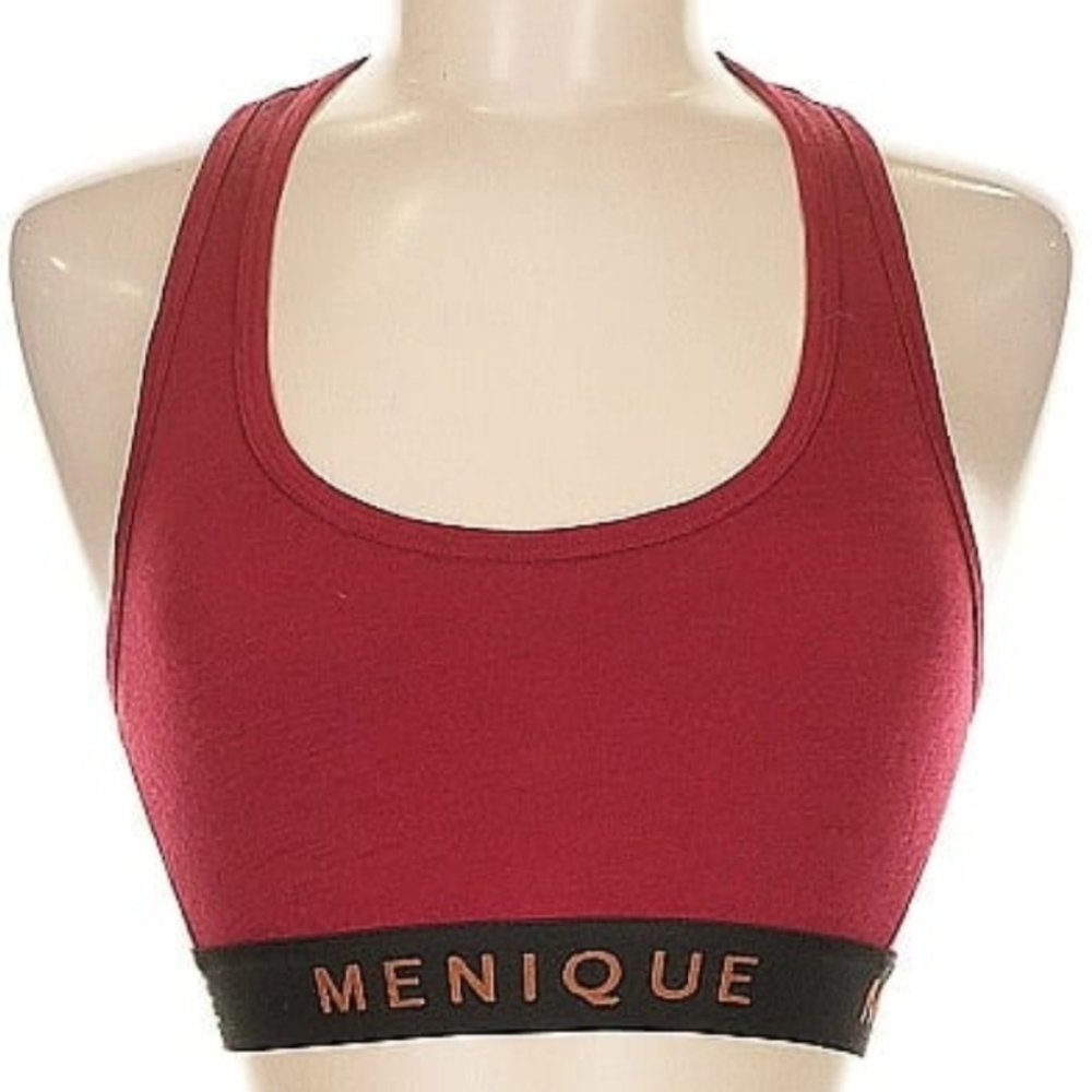 Menique Red Racerback Sports Bra with Branded Band
